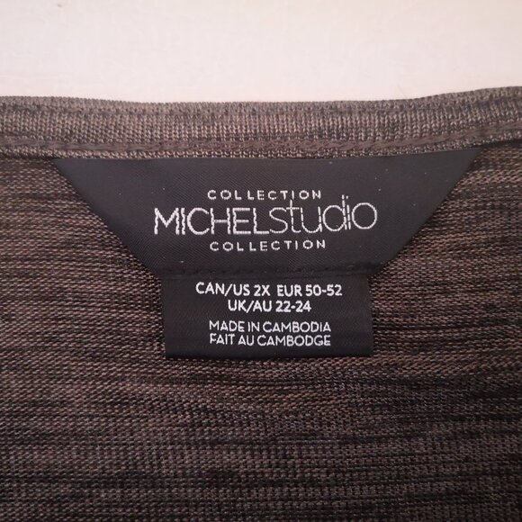 Michel Studio Collection Ladies Brown Sleeveless Shimmery Tunic - Picture 3 of 8